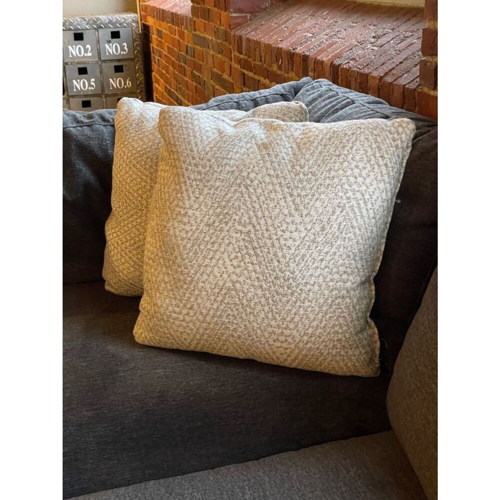 Gray & White Textured Throw Pillow Pair - Home Accents
